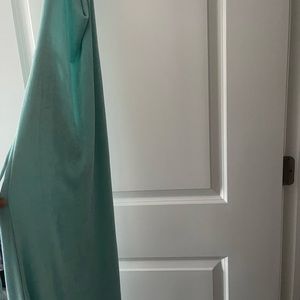 Blue long open back dress